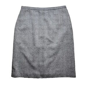 VINTAGE BARNEYS New York Herringbone Wool Skirt Italy Black White 36 Small